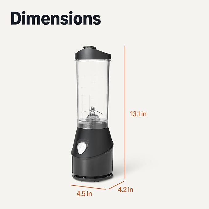 Portable Blender for Smoothies and Shakes with 250W Power,15 Oz BPA Free Travel Cup and Lid, Black