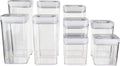 Airtight Food Storage Containers, BPA Free, Dishwasher Safe, with Twist/Turn Lids, for Kitchen Pantry Organization, 10-Piece Square Set, Clear Plastic