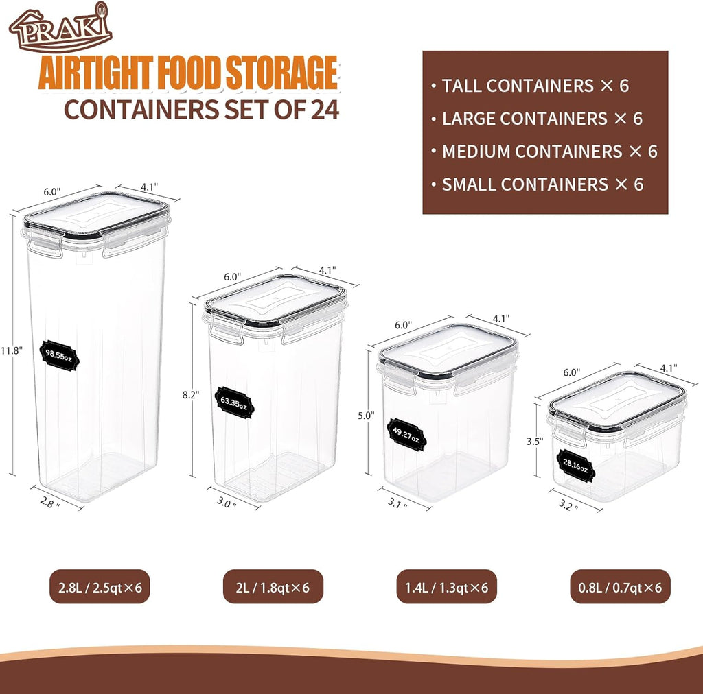 Airtight Food Storage Containers Set with Lids - 24 PCS, BPA Free Kitchen and Pantry Organization, Plastic Leak-proof Canisters for Cereal Flour & Sugar - Labels & Marker - Image 2