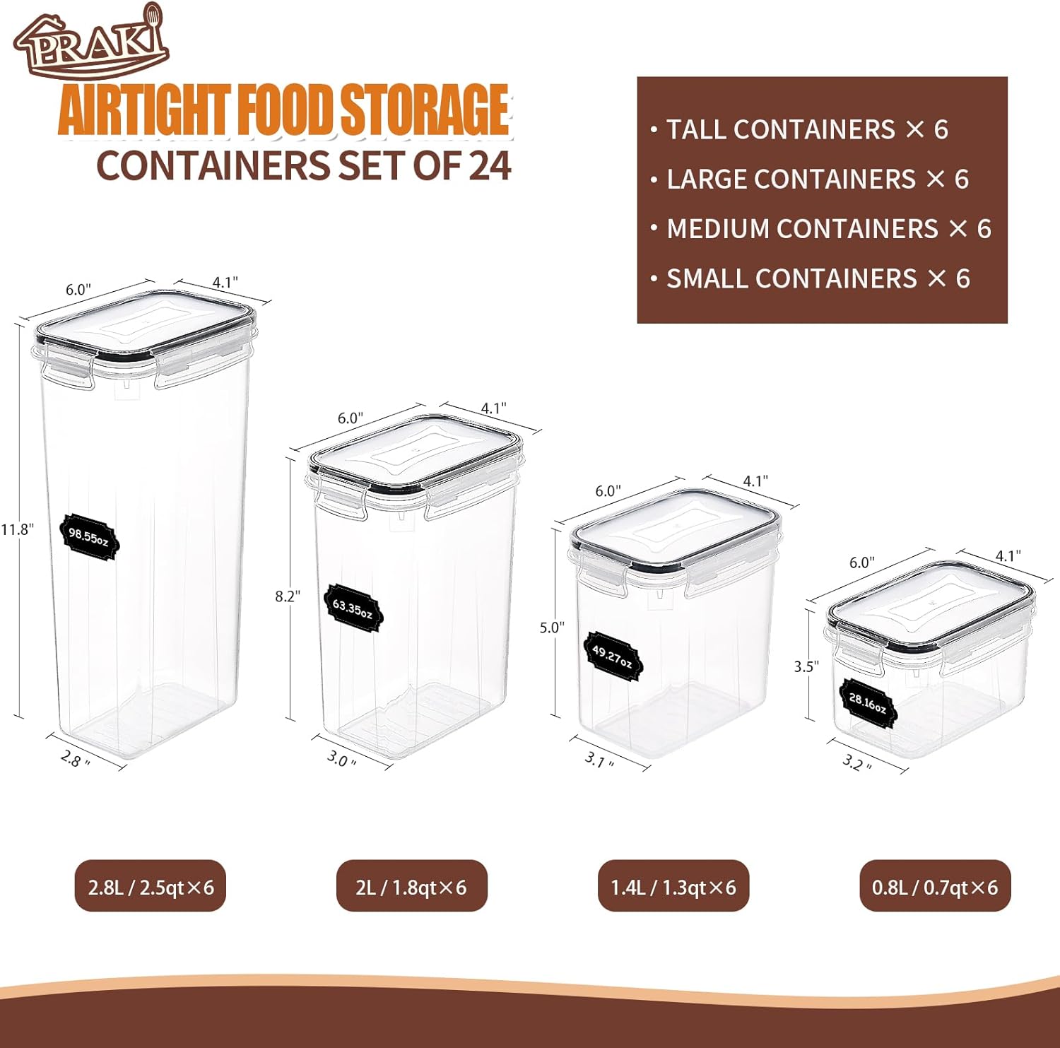 Airtight Food Storage Containers Set with Lids - 24 PCS, BPA Free Kitchen and Pantry Organization, Plastic Leak-proof Canisters for Cereal Flour & Sugar - Labels & Marker - Image 2
