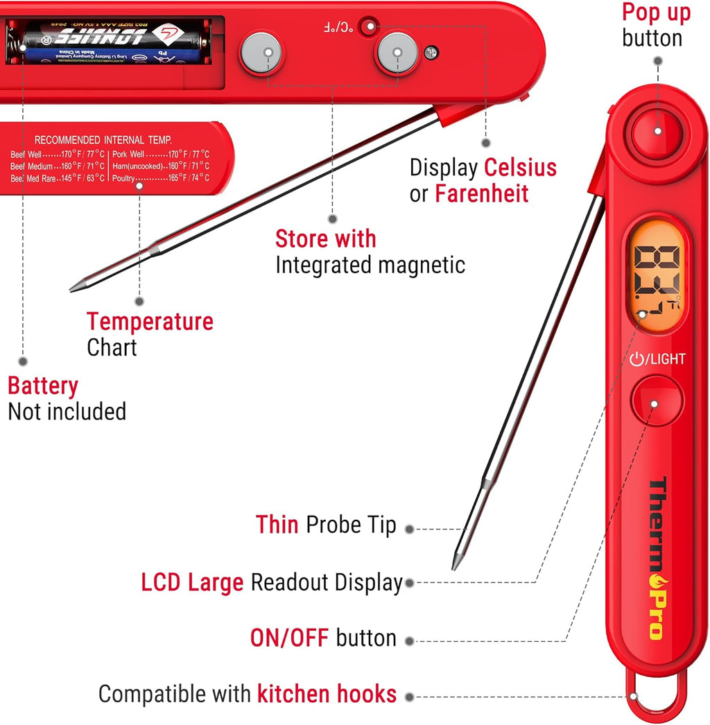 Digital Instant-Read Meat Thermometer with Backlit Display - Image 5
