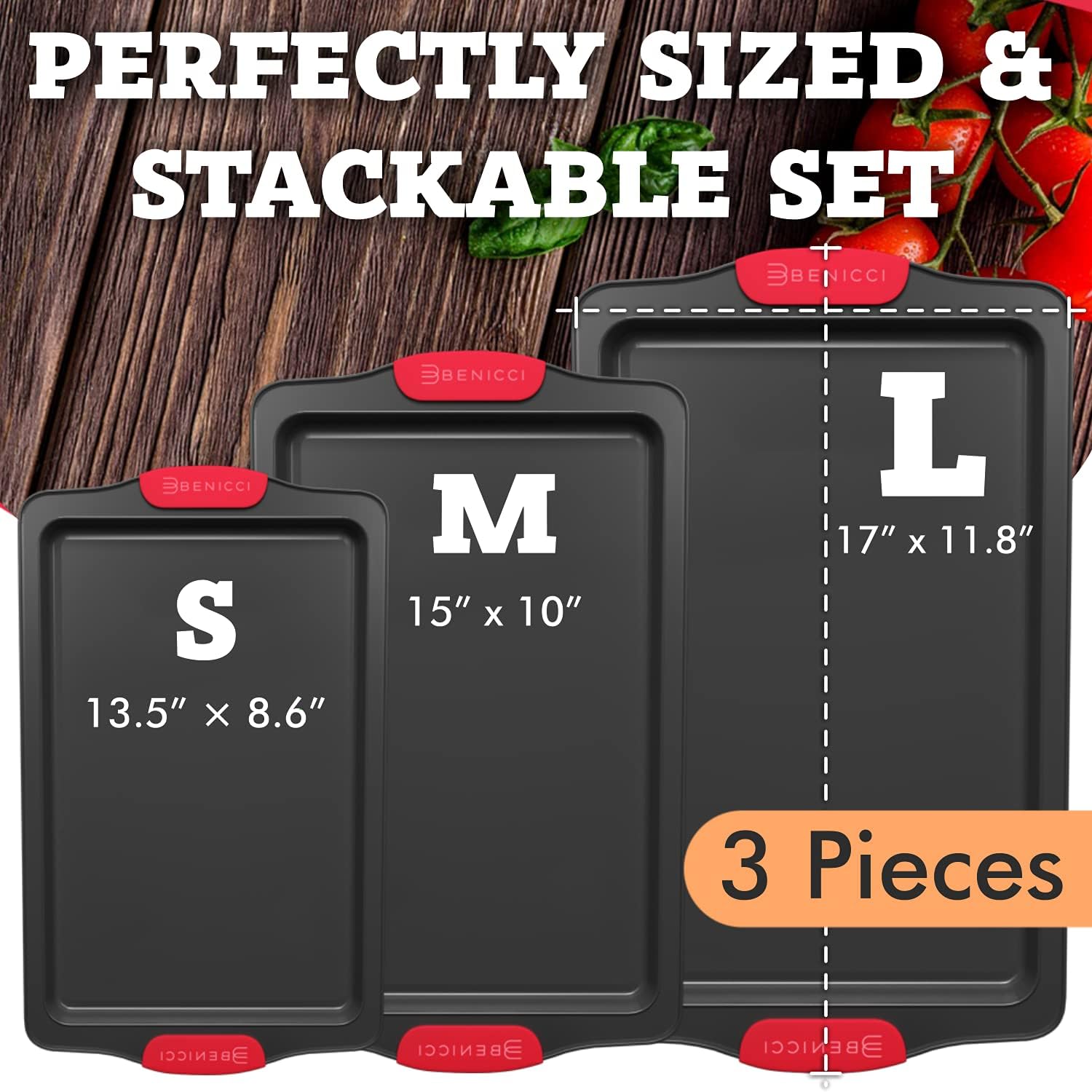 Non-Stick Baking Sheets 3-Pack with Silicone Handles - Image 3