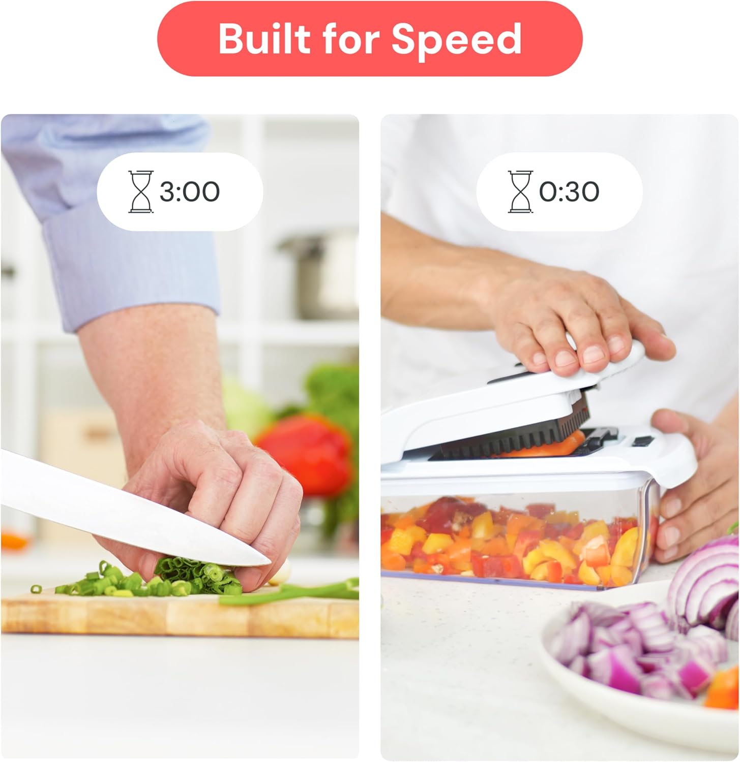 Vegetable Chopper and Spiralizer, Food Chopper with Container, Fruit Slicer, Kitchen Gadgets & Gifts, Home Essentials (4 in 1, White) - Image 3