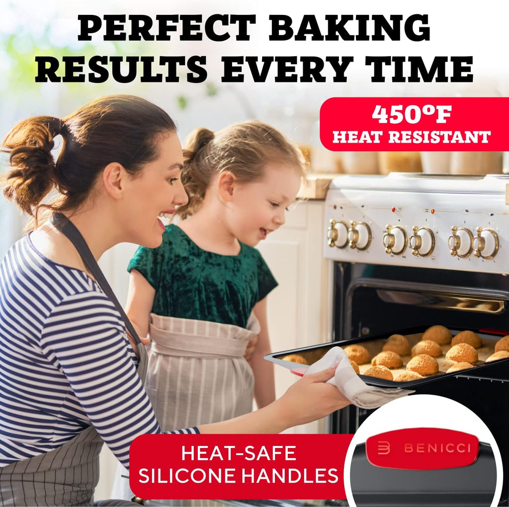 Non-Stick Baking Sheets 3-Pack with Silicone Handles - Image 6