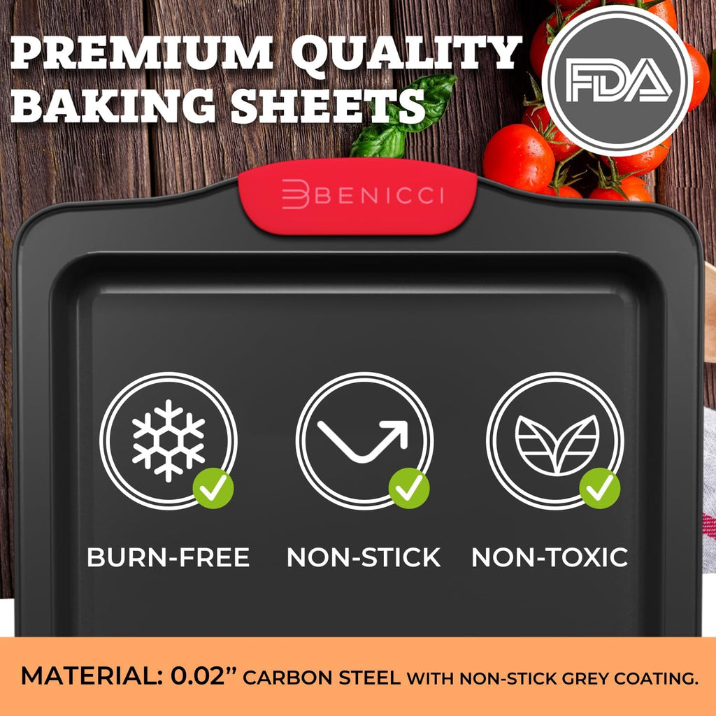 Non-Stick Baking Sheets 3-Pack with Silicone Handles - Image 2