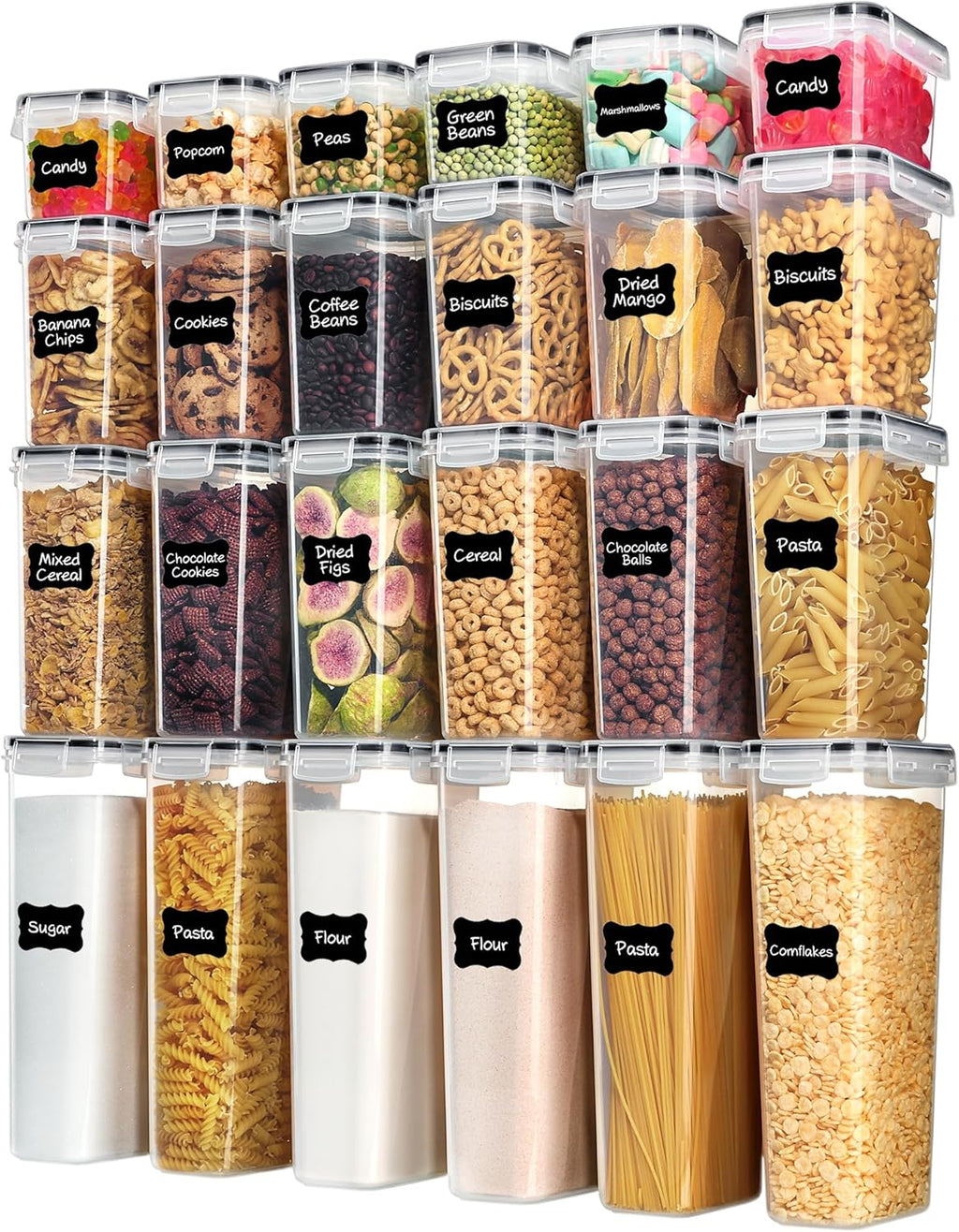 Airtight Food Storage Containers 24-Piece Set with Labels