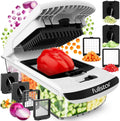 Vegetable Chopper and Spiralizer, Food Chopper with Container, Fruit Slicer, Kitchen Gadgets & Gifts, Home Essentials (4 in 1, White)