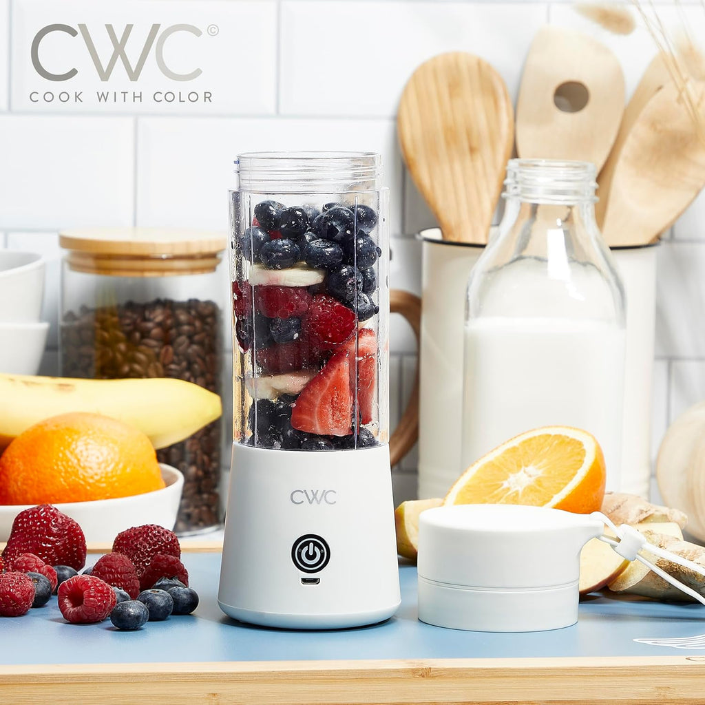 Mini Portable Blender - 250W Power, 12oz Capacity, Stainless Steel Blade, Wireless/USB Rechargeable, Creme - Image 4