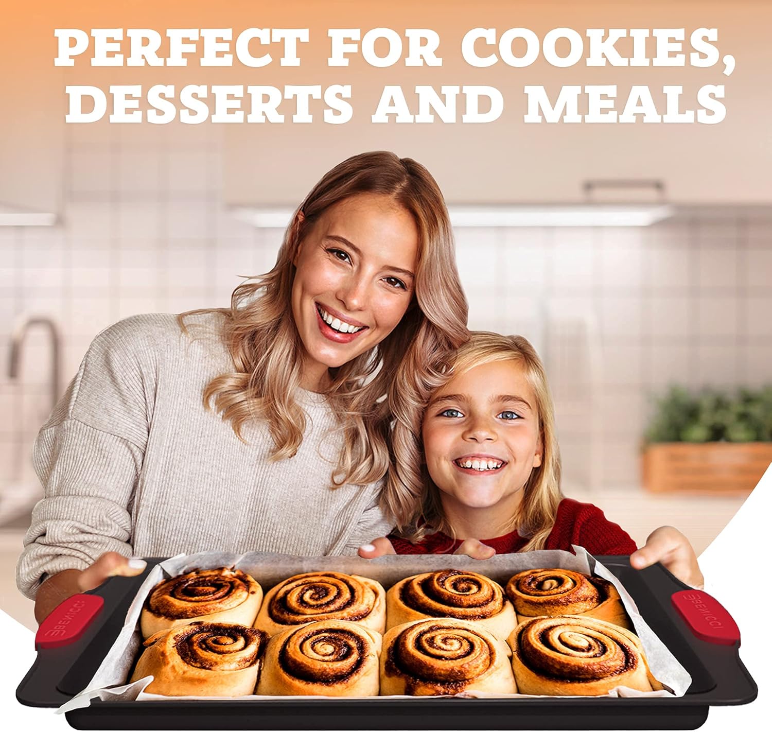 Premium Non-Stick Baking Sheets Set of 3 - Deluxe BPA Free, Easy to Clean Racks w/Silicone Handles - Bakeware Pans for Cooking Baking Roasting - Lets You Bake The Perfect Cookie or Pastry Every Time - Image 5