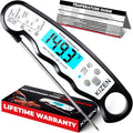 Instant Read Meat Thermometer Digital - Food Thermometer for Cooking, Grill, Oven, BBQ - IP67 Rated Waterproof - Large Backlit Display and Magnetic Back