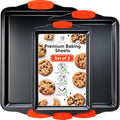 Non-Stick Baking Sheets 3-Pack with Silicone Handles
