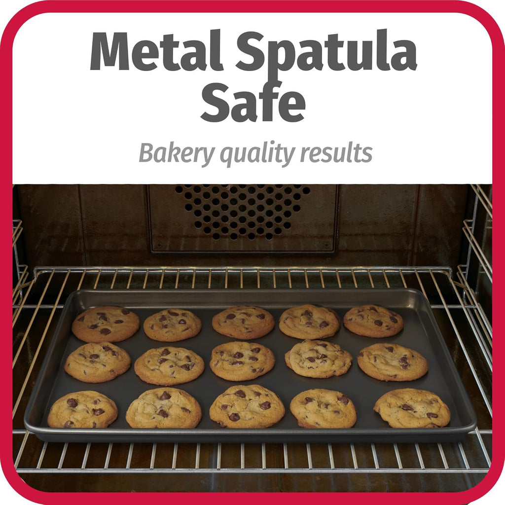 Everyday Nonstick Baking Sheet Set, 3 Pack Includes One Small, Medium & Large Pan Carbon Steel Construction Cookie Sheet Bakeware Set, Gray - Image 6