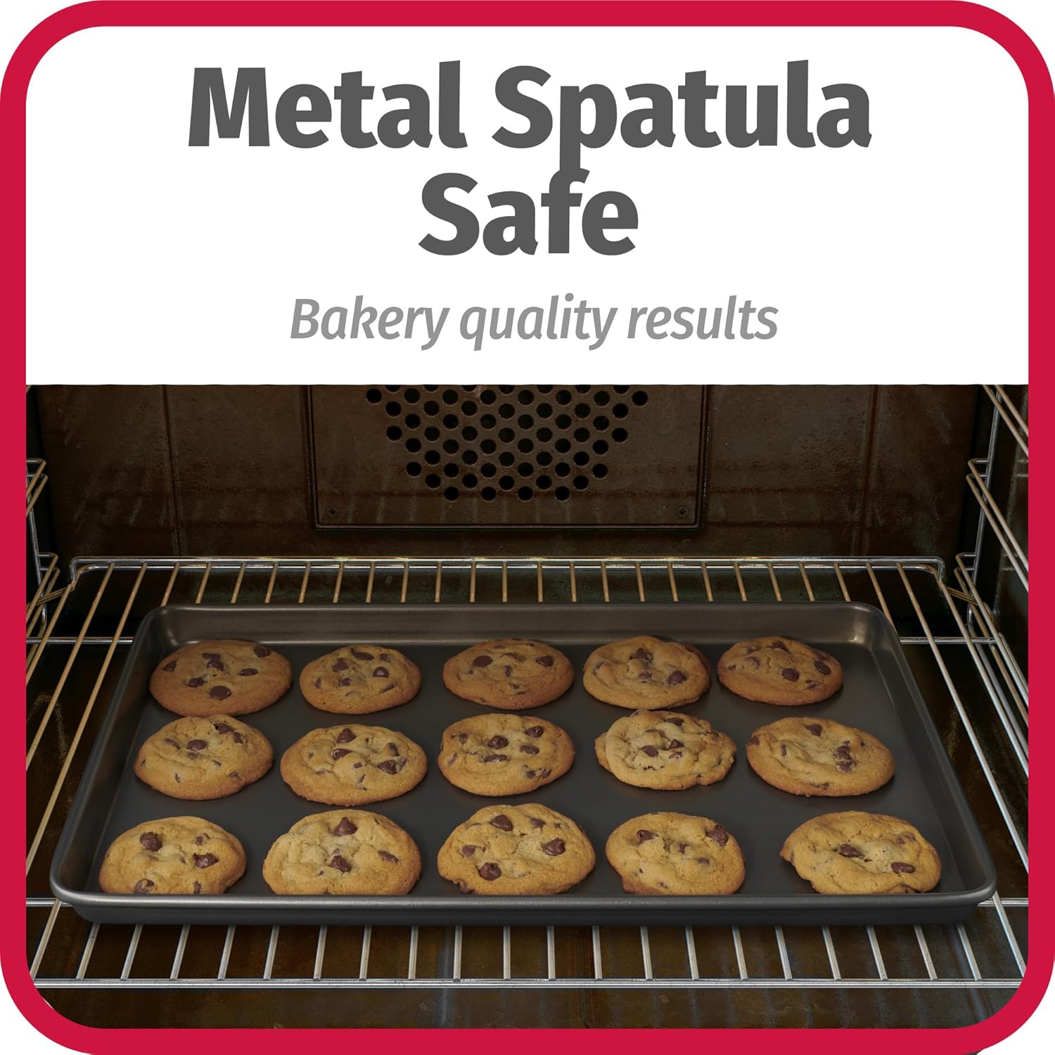 Everyday Nonstick Baking Sheet Set, 3 Pack Includes One Small, Medium & Large Pan Carbon Steel Construction Cookie Sheet Bakeware Set, Gray - Image 6