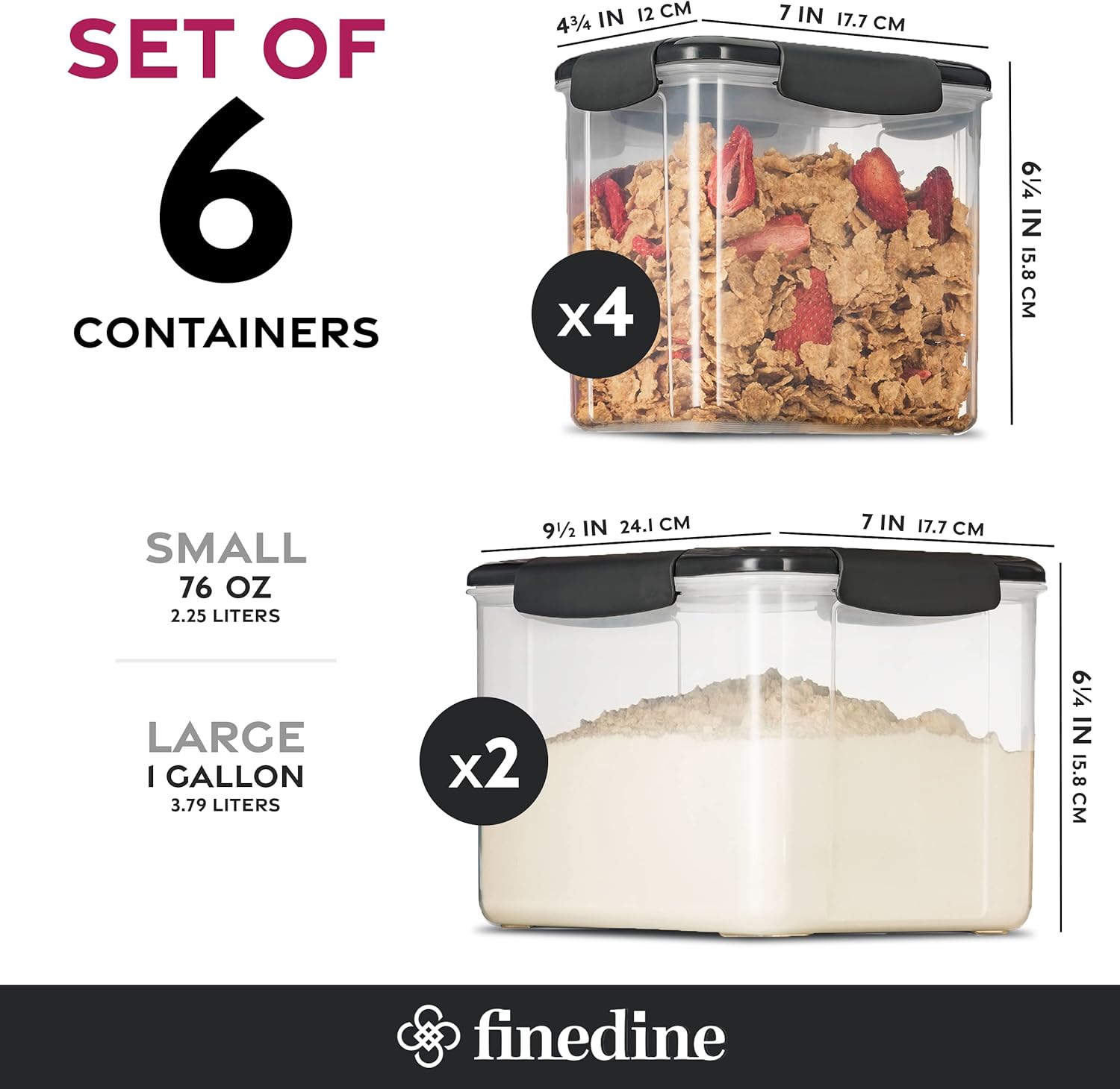 Airtight Food Storage Container Sets for Kitchen Pantry Organization and Storage - 12-Piece Set with Lids for Flour, Sugar, Cereal, and More (Grey) - Image 2