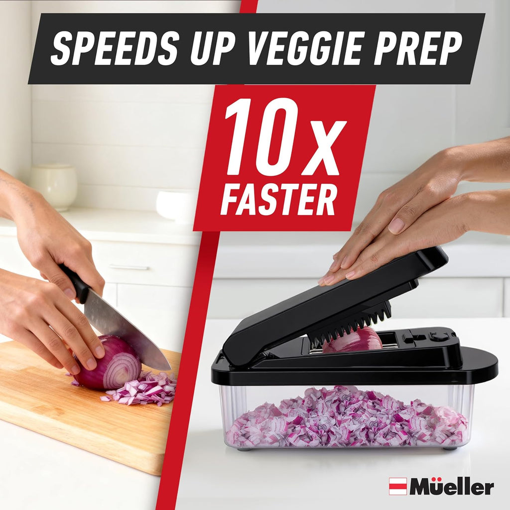 10-in-1, 8 Blade Vegetable Chopper, Mandoline Slicer, Onion Mincer, Cutter, Dicer, Veggie Chopper with Container, Kitchen Essentials & Gadgets, House Warming Gifts New Home, Black - Image 3