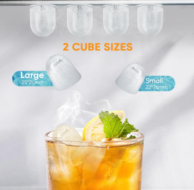 Portable Ice Machine with Handle, 6 Mins 9 Bullet Ice Cubes with Basket and Scoop, 26lbs in 24Hrs, Auto-Cleaning, for Home, Kitchen, RV, Camping, White