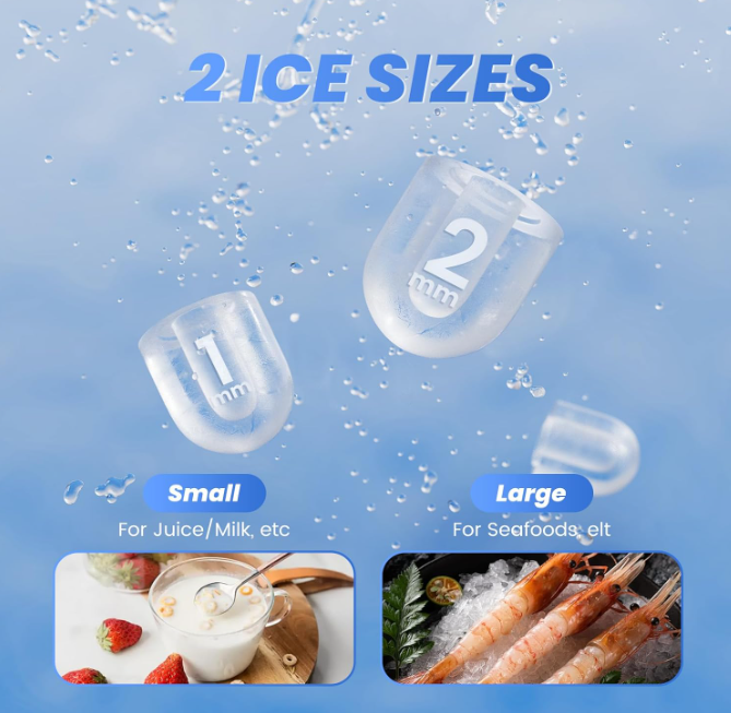 Portable Ice Machine, 9 Bullet Ice Cubes in 6 Mins, 26lbs in 24Hrs, Auto-Cleaning, with Basket and Scoop, for Home, Kitchen, RV, Camping,Green